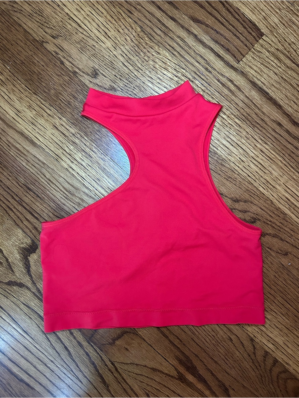GARAGE Women’s High-Neck Asymmetrical Crop Tank Top - Bright Red